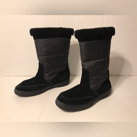 Coach Sherman suede black winter mid calf boots women size 9.5 B - Picture 2 of 9